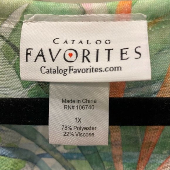 Catalog Favorites Multicolored Bird Feathers Tunic Top 1X - Picture 5 of 7